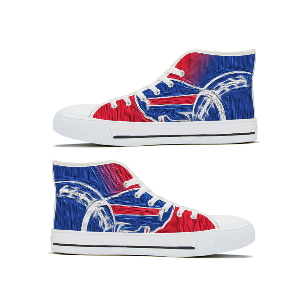 Women's Buffalo Bills High Top Canvas Sneakers 001 Women's Buffalo Bills High Top Canvas Sneakers 001